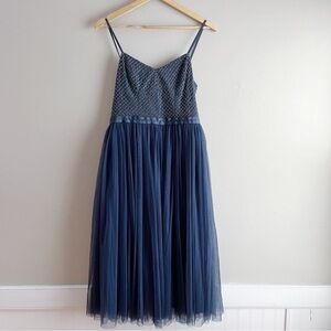 Needle & Thread Coppelia Ballet Beaded Cocktail Dress in Midnight, Size 6